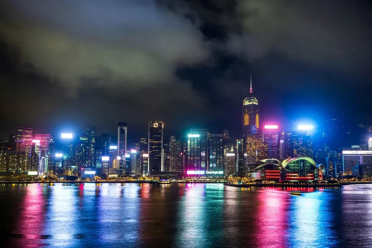 Central Hong Kong skyline at night