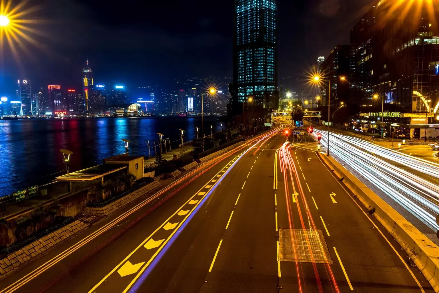 Hong Kong nightlife and city lights at night