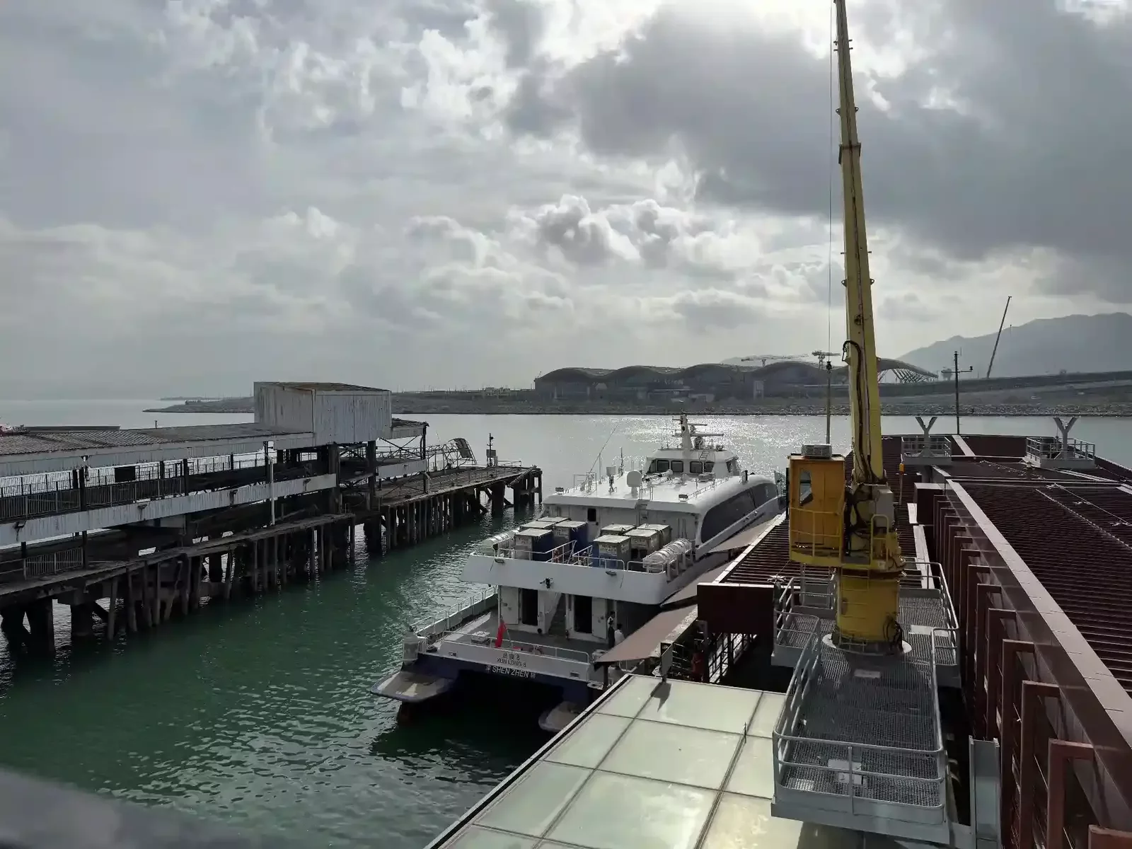 Ferry dock and view of Skypier Terminal at Hong Kong International Airport